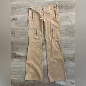 Y2K Khaki Cargo Utility Pants with Zippers Large
